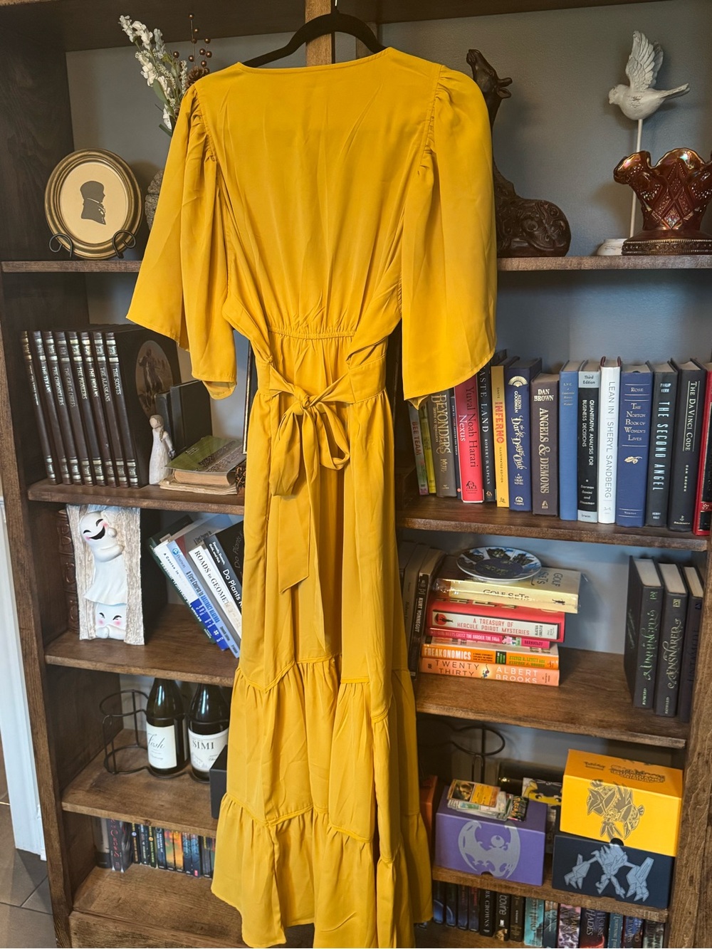 Amazon Essentials Mustard Yellow V-Neck Tiered Maxi Dress - Picture 4 of 4